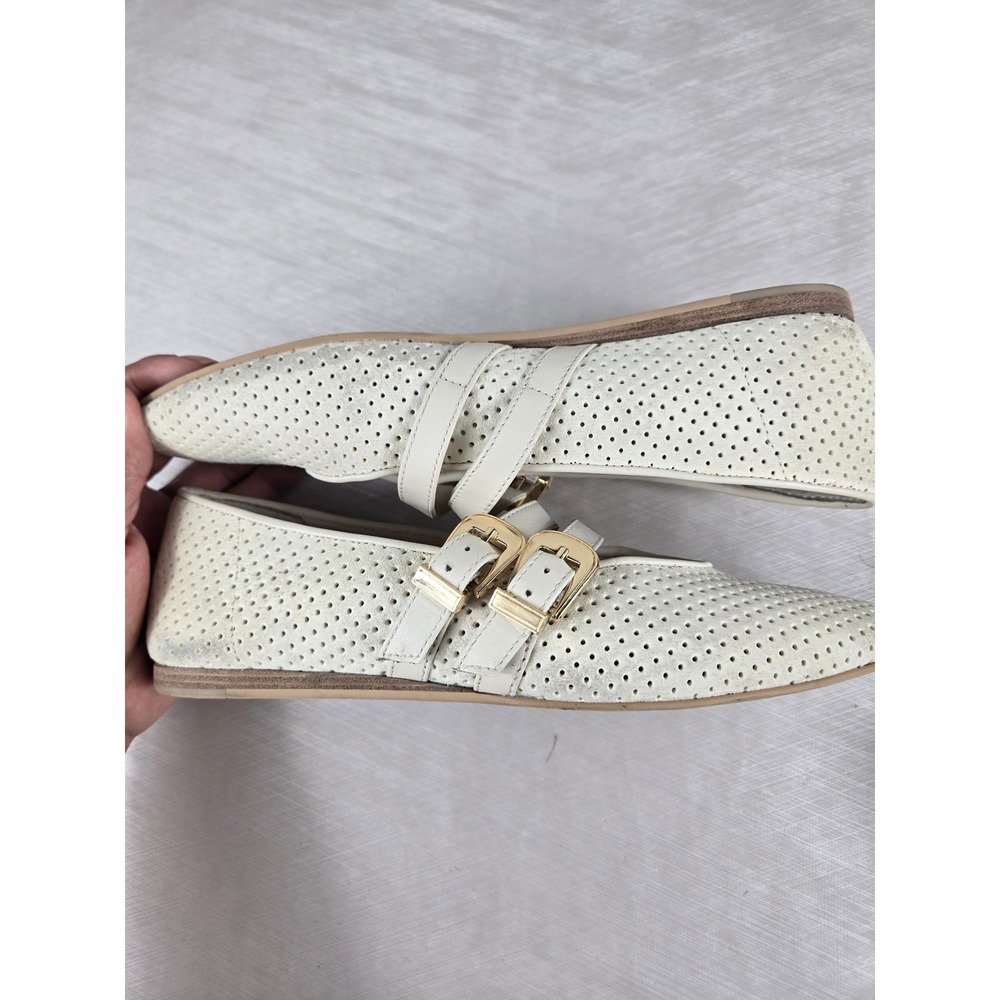Dolce Vita Womens Cream Perforated Suede Double Buckle Mary Jane Flats Size 6 - Picture 10 of 10